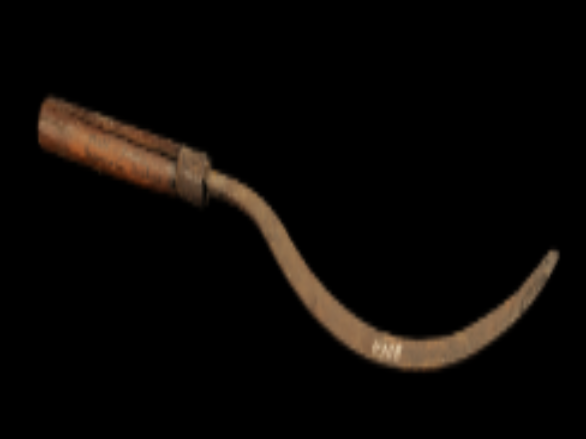 Cylindrical sickle with a wooden handle Cylindrical sickle with a wooden handle