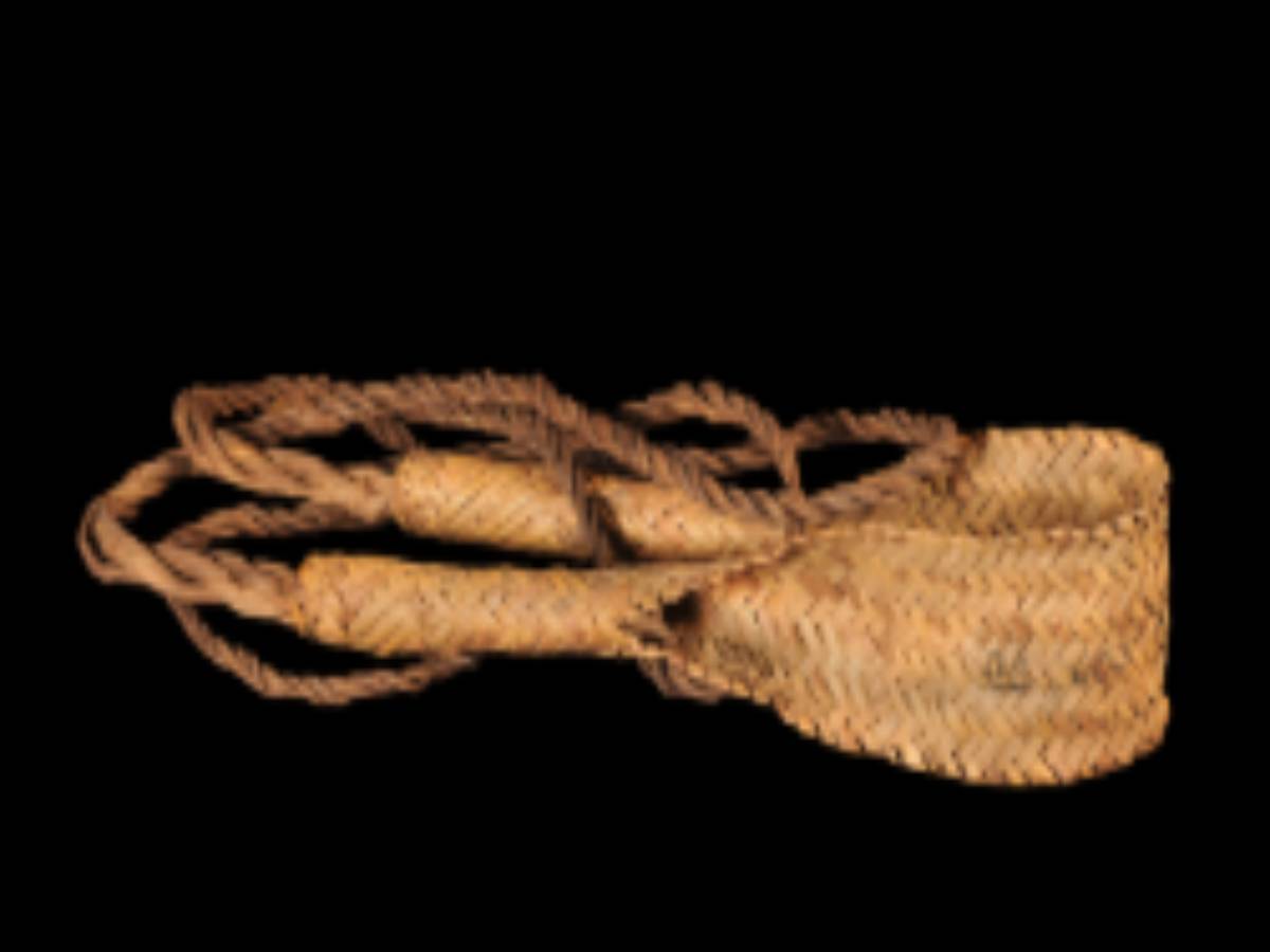 Strap is made from plaited cane Strap is made from plaited cane