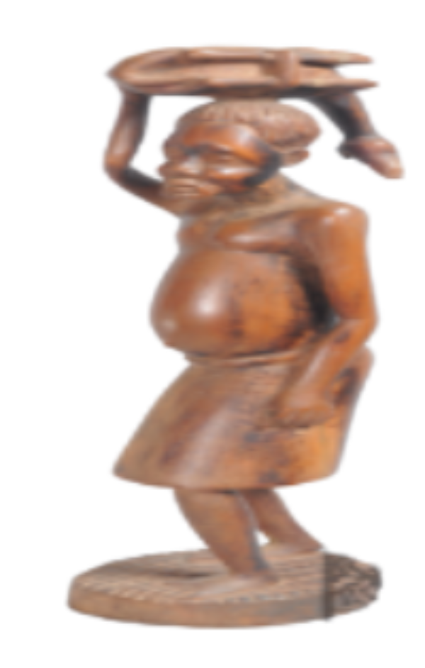 Wooden sculpture of a man carrying a deer Wooden sculpture of a man carrying a deer
