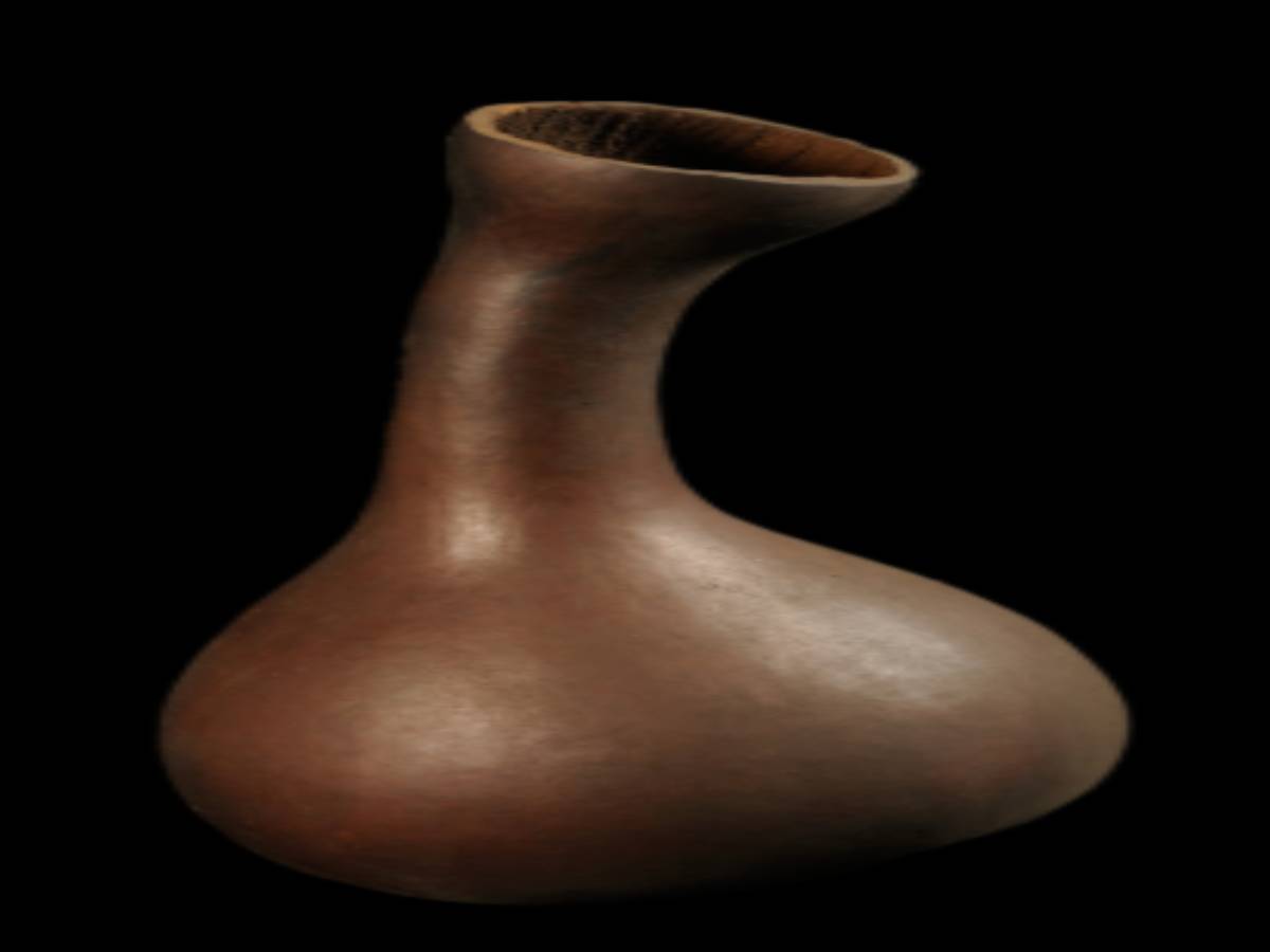This vessel is made from a dried gourd This vessel is made from a dried gourd