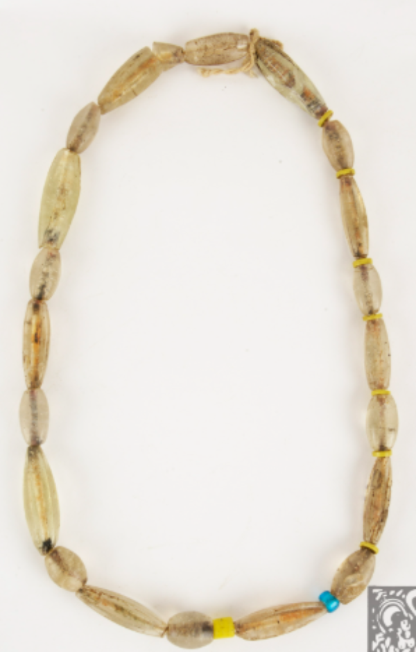 Necklace of oval-shaped transparent beads Necklace of oval-shaped transparent beads