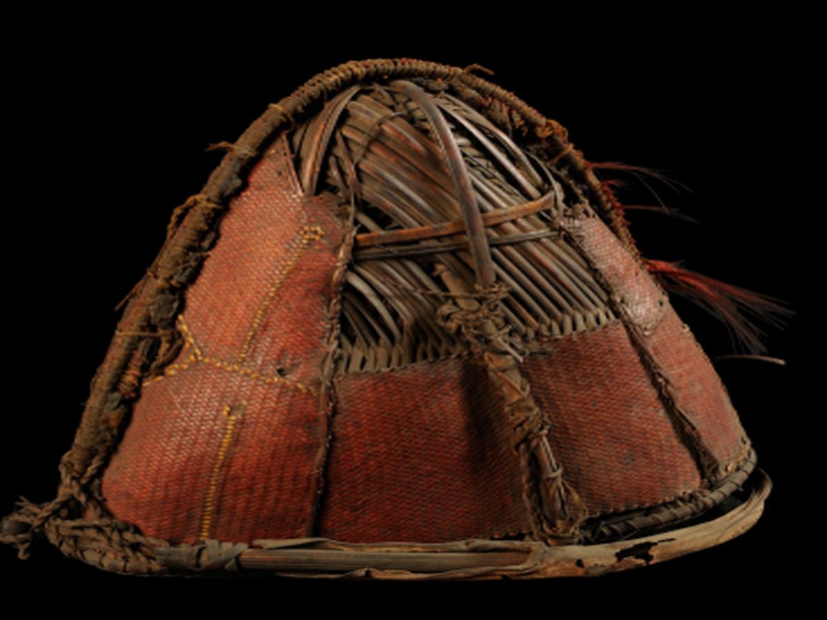 Red Woven Cane Helmet of Naga Tribe Red Woven Cane Helmet of Naga Tribe
