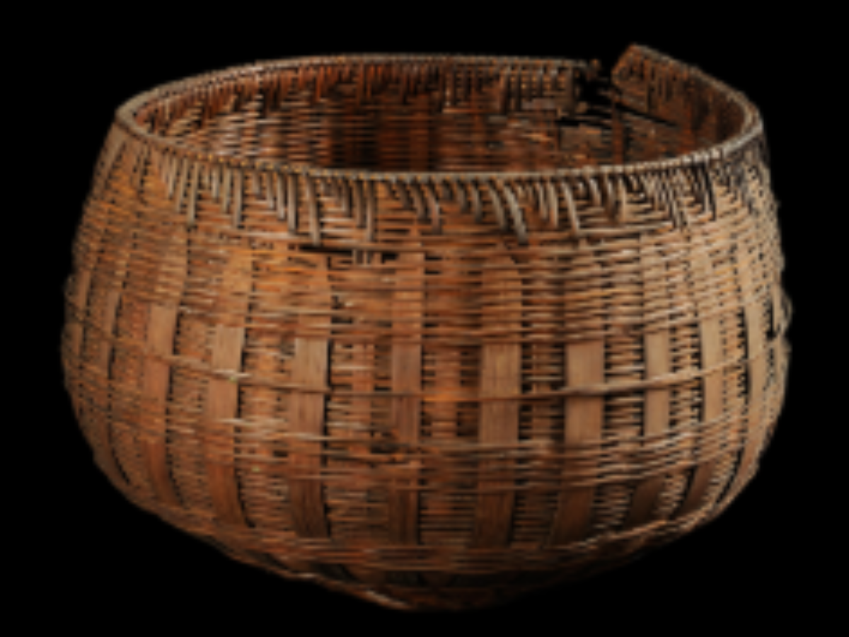 Woven basket made of bamboo strips Woven basket made of bamboo strips