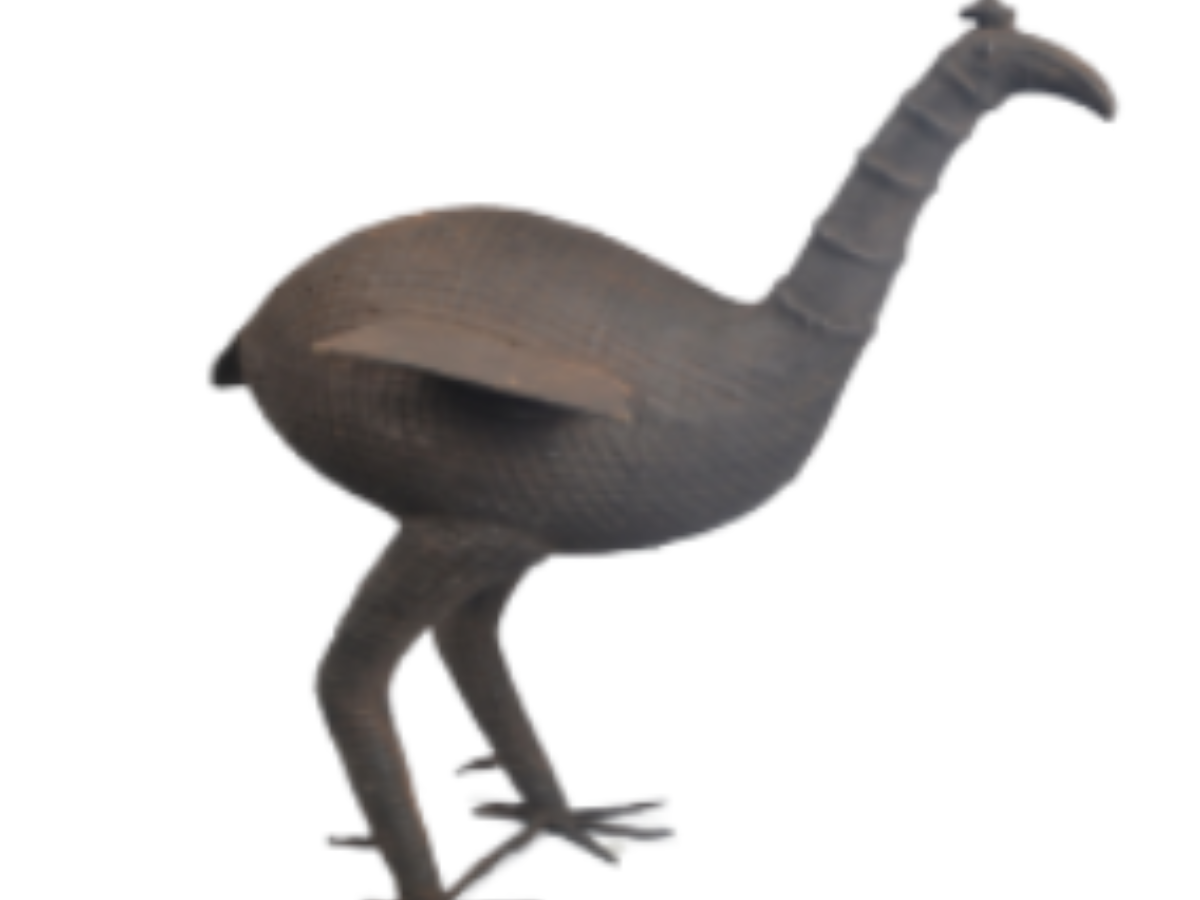 A Metallic Sculpture of a Peahen A Metallic Sculpture of a Peahen