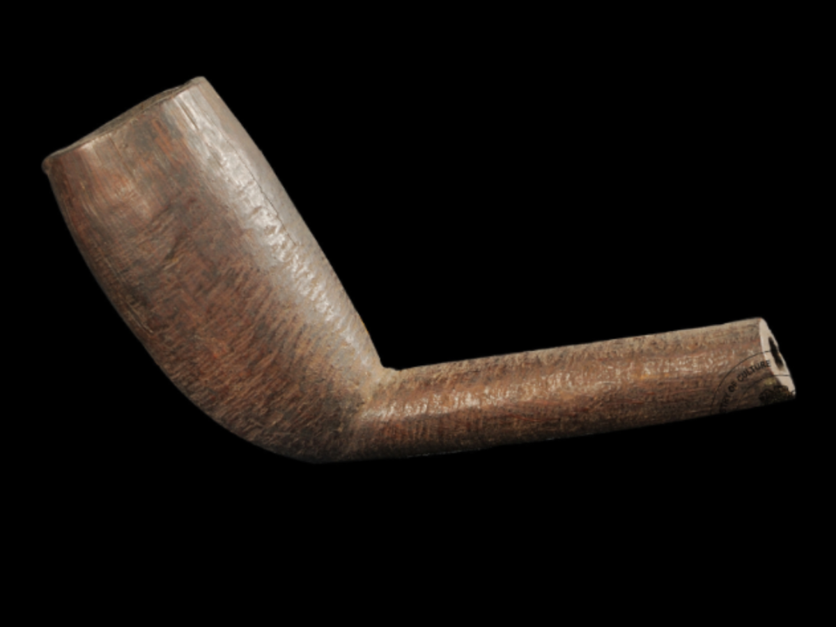 Traditional Wooden Tobacco Smoking Pipe of the Khampti Tribe 