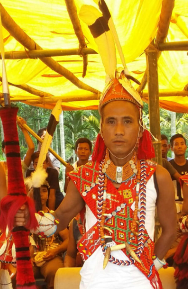 Jaboka village (Mon district, Nagaland) chief in full traditional attire. Jaboka village (Mon district, Nagaland) chief in full traditional attire.