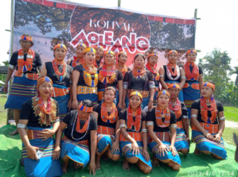 Konyak women dressed in traditional attire for the Aoleang Festival. Konyak women dressed in traditional attire for the Aoleang Festival.