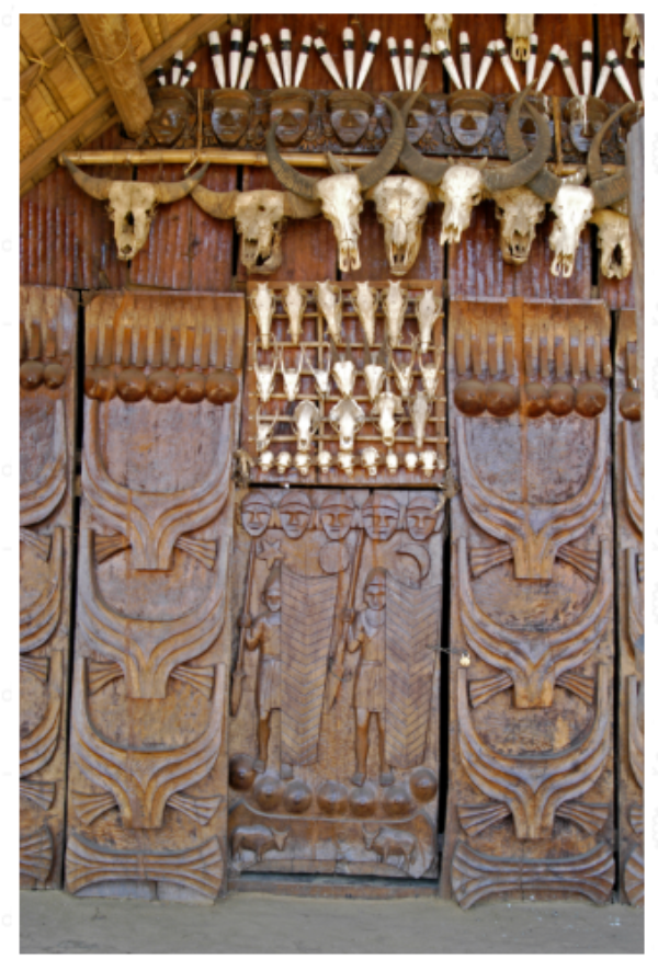 Kunemechi’s house carved with buffalo skulls Kunemechi’s house carved with buffalo skulls