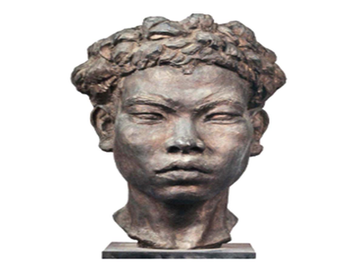 bronze bust of Lhota Naga Man bronze bust of Lhota Naga Man