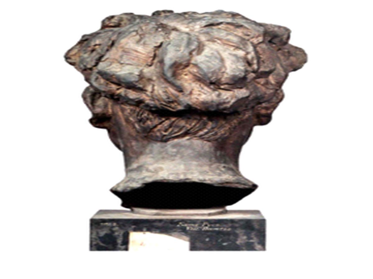 Back of bronze bust Back of bronze bust